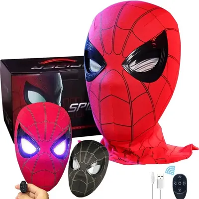 Spiderman Mask Eyes Movable Remote Control Peter Parker Spiderman toys children Halloween Cosplay