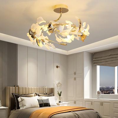 LED Pendant Light 3-Color Light 60/80cm 6/8-Light Creative Ginkgo Leaf Ceiling Light Warm Romantic Flower Ceiling Light G9 Metal Sputnik Design Living Room Cafes 110-240V