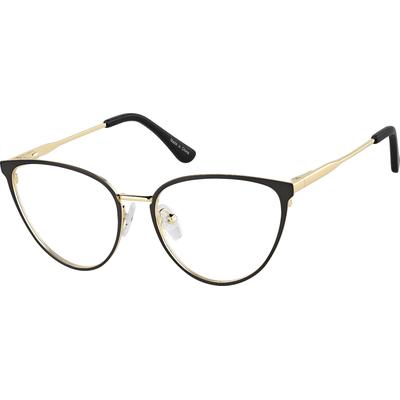 Zenni Women's Cat-Eye Glasses Black Stainless Steel Full Rim Frame