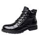 La Trainer Men's Classic Business Leather Shoes Fashion Retro Casual Comfortable Lace-Up Shoes, black, 7 UK