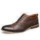 XCVFBVG Mens Leather Shoes Leather Men's Shoes Rubber Sole Wooden Heel Men's Dress Shoes Breathable Casual Trendy Shoes(Color:Dark Brown,Size:11)