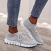 Women's Breathable Knit Sneakers, Casual Lace Up Outdoor Shoes, Lightweight Mesh Low Top Trainers