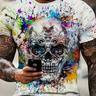 T-shirts for men with a vibrant skull design and loose fit, perfect for workouts and exercise