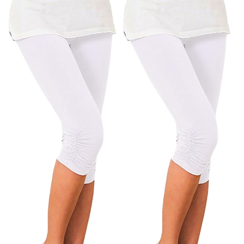 Damen Capri Leggings Gerafft Po-Lifting Bauchkontrolle Fitnesstraining Laufen Fitness Capri Leggings Unterteile Einfarbig 1 # 2 # 3 # Spandex Sport Sportkleidung Dehnbar Image