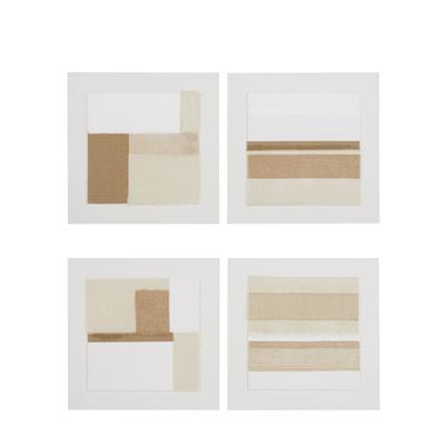 Abstrakte Leinwände, weiß, beige und taupe, Set aus 4, 60x60cm