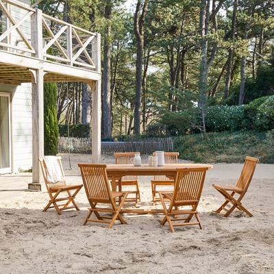 Ovale Outdoor Gartenmöbel Set aus massiver Akazie 6 Stühle