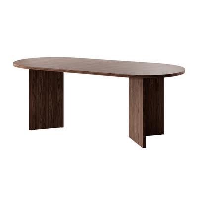 Ovaler Esstisch für 6-8 Personen, Nussbaum-Optik, 204x90 cm
