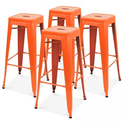 4er-Set Hocker aus Mattmetall Orange