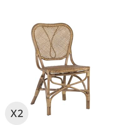 2er Set Stühle aus Rattan, beige