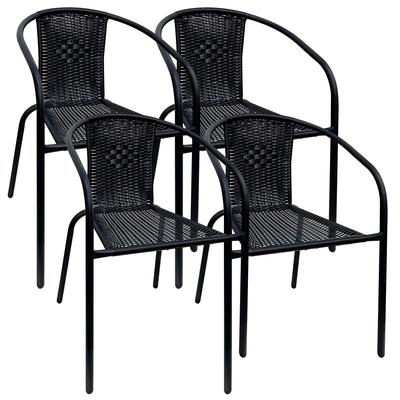 4er Set Gartenstühle aus Stahl, 53 cm, schwarz