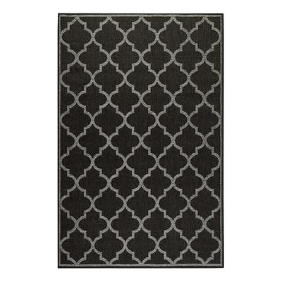 Outdoor-Teppich, schwarzes orientalisches Muster, grau 200x133