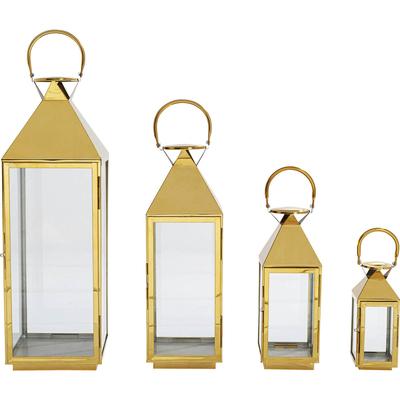 4er-Set Laternen aus Edelstahl und Glas, gold