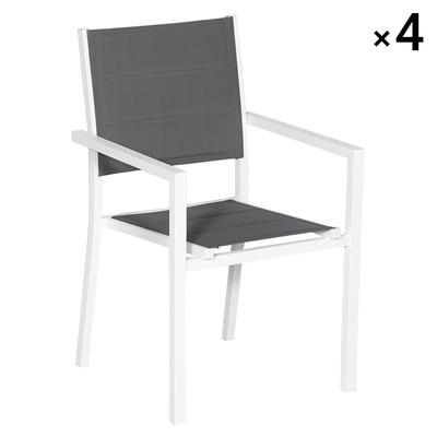 4er-Set gepolsterte Stühle grau aus weißem Aluminium