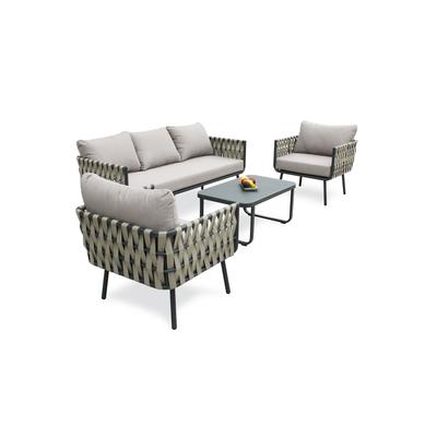 5-Sitzer-Gartenmöbel, Aluminium und , grau