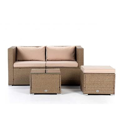 Gartensofa-Set mit 3 Sitzplätzen aus Synthetisches Rattan, beige