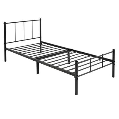 Bett aus schwarzem Metall, 90x200 cm, besteht aus einem Stahlrahmen