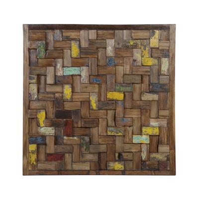 Dekorpaneel aus Holzstücken, 80x80 cm, mehrfarbig