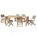 Gartentisch und Stühle aus Teakholz und Stoff für 6/8 Personen