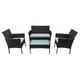 Gartenmöbel 4-Sitzer aus schwarz geflochtenem Harz grauer Stoff
