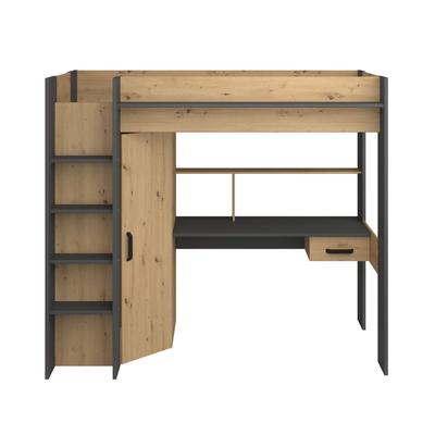 Mezzaninbett mit Schreibtisch und Stauraum 90x200 cm -