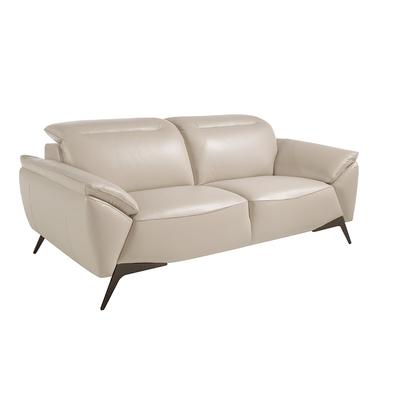 2-Sitzer-Sofa mit Lederbezug in Taupe und schwarzen Stahlbeinen