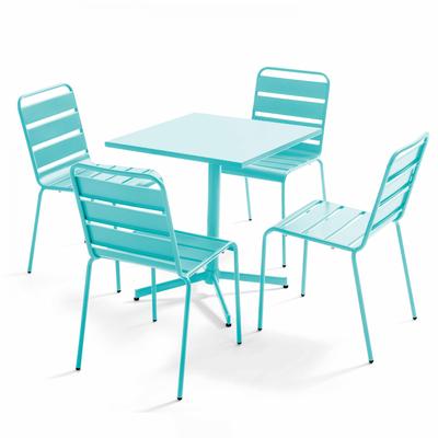 Gartentisch-Set mit 70 cm Tischplatte und 4 Stühlen Türkis