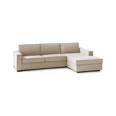 Sofa mit Halbinsel aus Stoff beige 140x95 cm