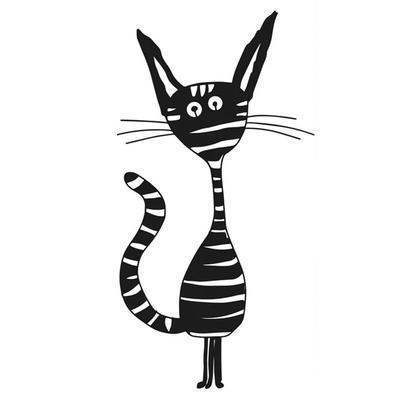 Wanddekoration Glückliche Katze aus Metall, 32x60 cm, schwarz
