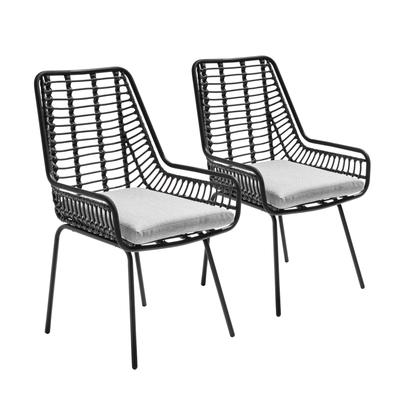 2 Gartenstühle aus Polyrattan und Stahl