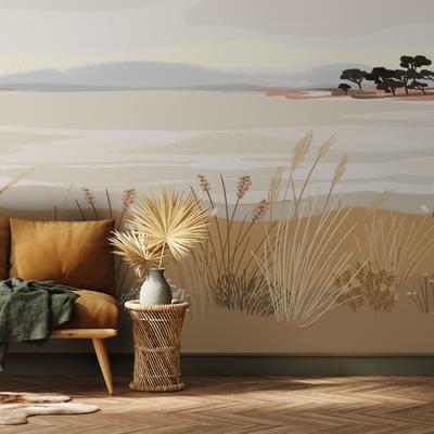 Panorama-Vliestapete Strandansicht Beige 300x250cm