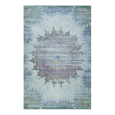 Flacher Teppich, Vintage, orientalisches Muster, blau 110x170
