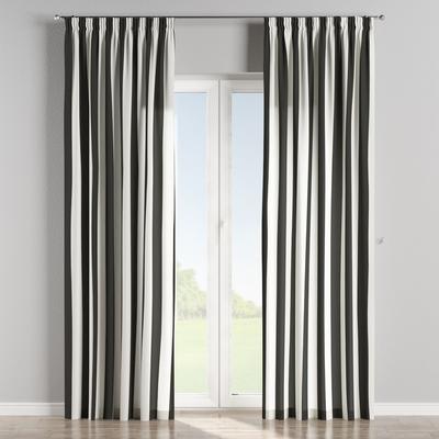 Gestreifter Vorhang mit Kräuselband, schwarz und weiß, 130x100 cm