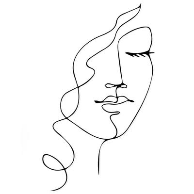 Wanddekoration Frau mit lockigem Haar aus Metall, 36x60 cm, schwarz