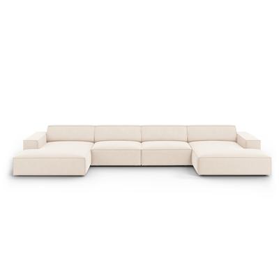 6-Sitzer Panorama-Sofa aus Samt, leichtes beige