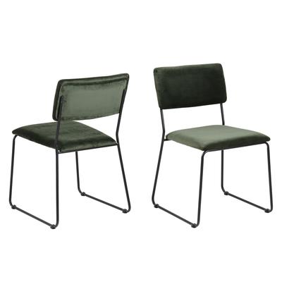 2er Set Esszimmerstühle aus VIC Stoff und Metall, Grün