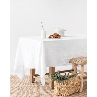 Tischdecke aus Leinen, Weiß, 150x150 cm
