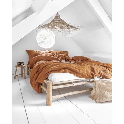 Bettbezug-Set aus Leinen, Braun, 220x220 cm