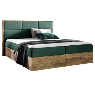 Boxspringbett 180x200 mit Bettkasten aus Möbelplatten, grün