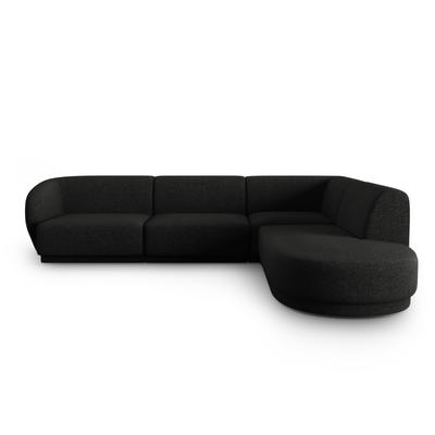 5-Sitzer Ecksofa rechts aus Chenille-Stoff, schwarz