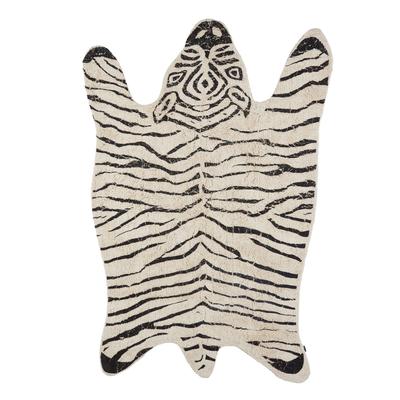 Teppich Zebra aus schwarzer und weißer Baumwolle L180