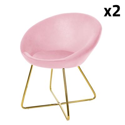 2er Set Esszimmerstühle aus Samt, Rosa