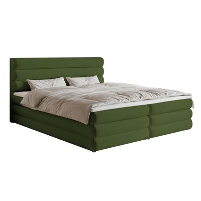 Boxspringbett mit Bettkasten, Olivgrün, 180 cm