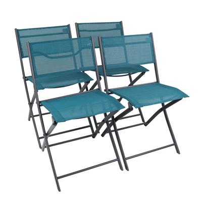 4er Set Gartenstühle aus Metall, 45 cm, blau
