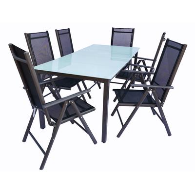 Gartentisch und 6 Stühle aus Stahl, 80 cm, Anthrazit