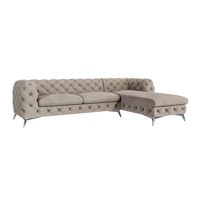 Ecksofa mit Ottomane Chesterfield aus Samt, Taupe