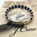J. Crew Jewelry | J.Crew Jcrew Bracelet Striped Bangle Hook Clasp Blue White Wrapped Gold Tone Nwt | Color: Blue/White | Size: Os