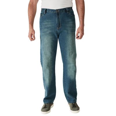 Men's Big & Tall Straight-Fit Stretch 5-Pocket Jeans by Liberty Blues in Blue Wash (Size 56 40)
