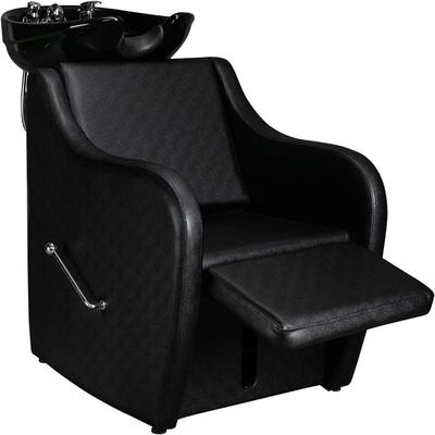 Salon Shampoo Backwash Chair with Ceramic Bowl, Adjustable Leg Rest, Tilting Sink - N/A