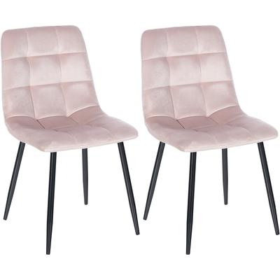2er Set Esszimmerstuhl mit Füße aus Metall und Sitz aus Samt pink