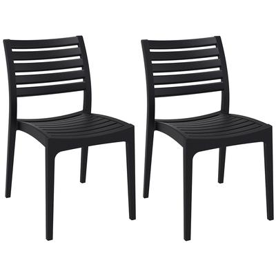 2er Set Gartenstühle stabelbar aus Kunststoff schwarz